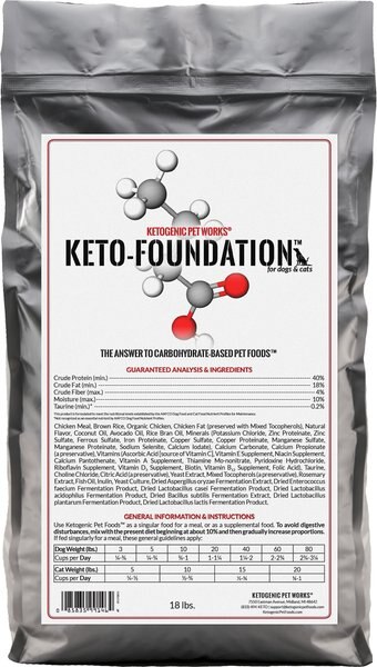 Ketogenic Pet Food Keto Foundation Dog and Cat Dry Food， 18-lb bag