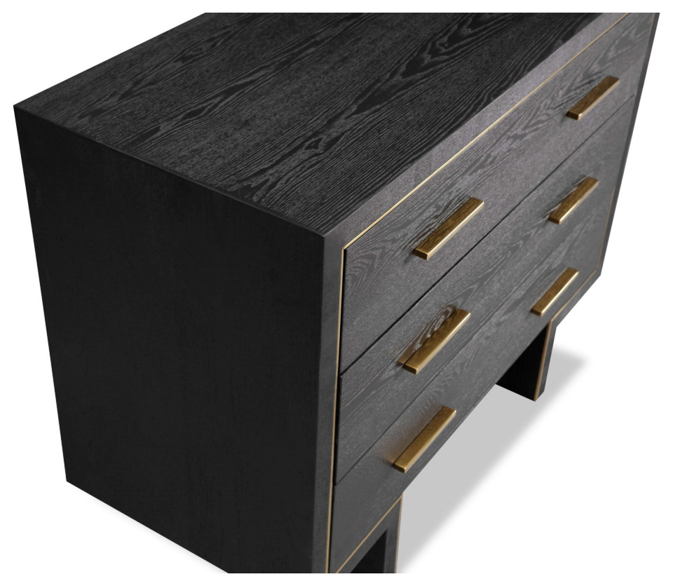 Black Ash 3 Drawer Chest  Liang  ampEimil Tigur   Transitional   Accent Chests And Cabinets   by Oroa   Distinctive Furniture  Houzz