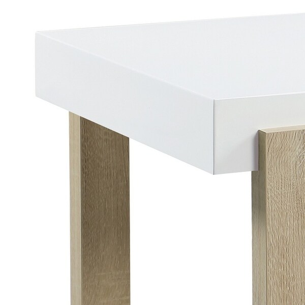 Shay 22 Inch Side End Table， Thick Rectangular Tabletop， High Gloss White