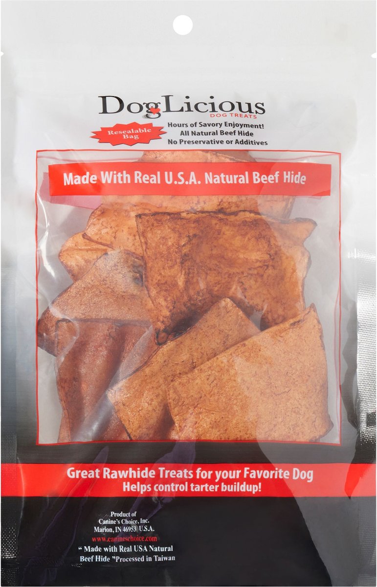 Canine's Choice DogLicious Beef Flavored Chips Rawhide Dog Treats， 3-oz bag