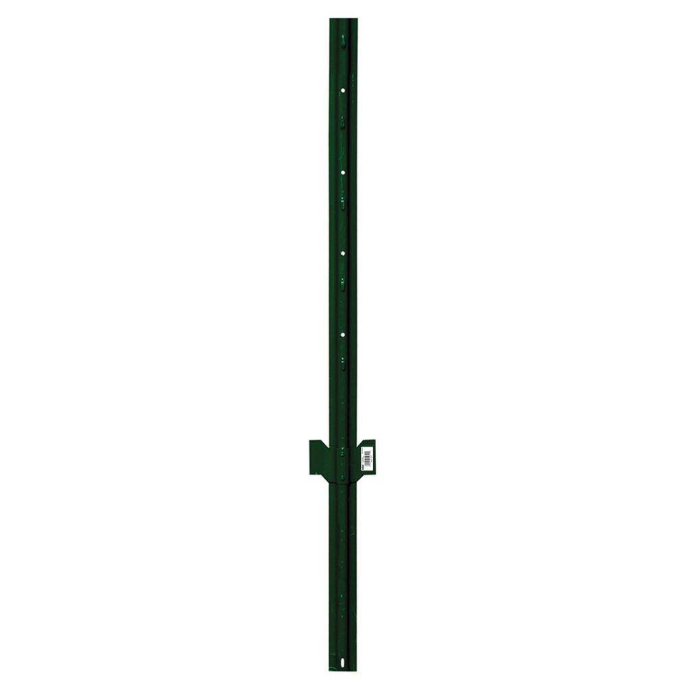 Everbilt 2-14 in. x 2-12 in. x 4 ft. Green Steel Fence U Post with Anchor Plate 901154EB