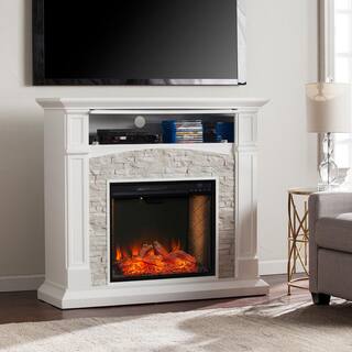 Southern Enterprises Ernesto Alexa-Enabled 45.75 in. Electric Smart Fireplace in White HD014517