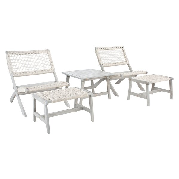 SAFAVIEH Casella Acacia/ Rope Outdoor Chair and Table Set