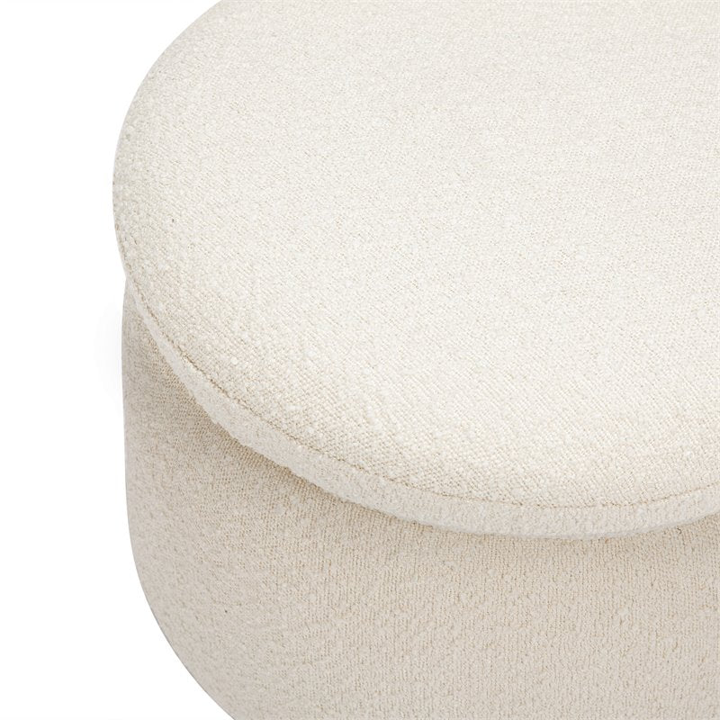 Namesake Enoki Modern Fabric Storage Ottoman in White Boucle