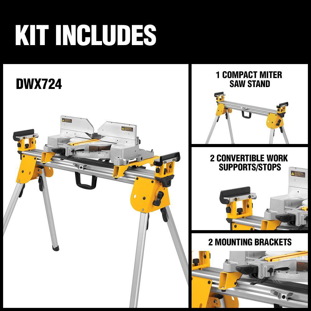 DW 15 Amp Corded 12 in. Double Bevel Sliding Compound Miter Saw wBlade Wrench Material Clamp  Compact Miter Saw Stand DWS779WDWX724