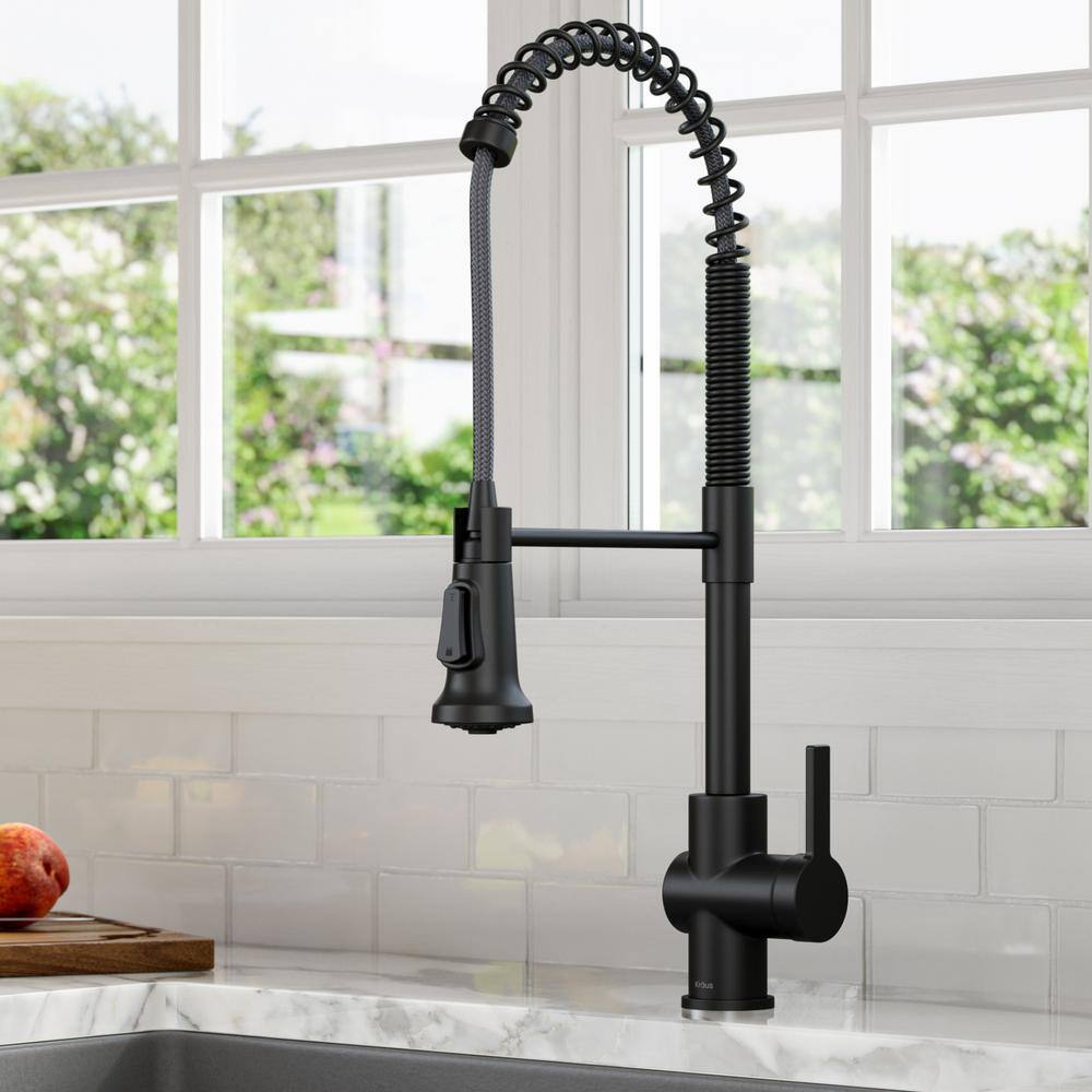 KRAUS Britt Single-Handle Pull-Down Sprayer Kitchen Faucet in Matte Black KPF-1691MB