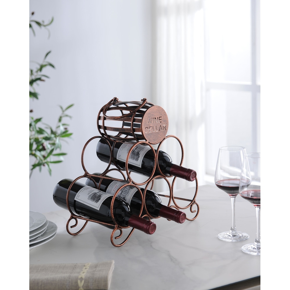 Countertop Wine Rack  Brushed Copper Metal