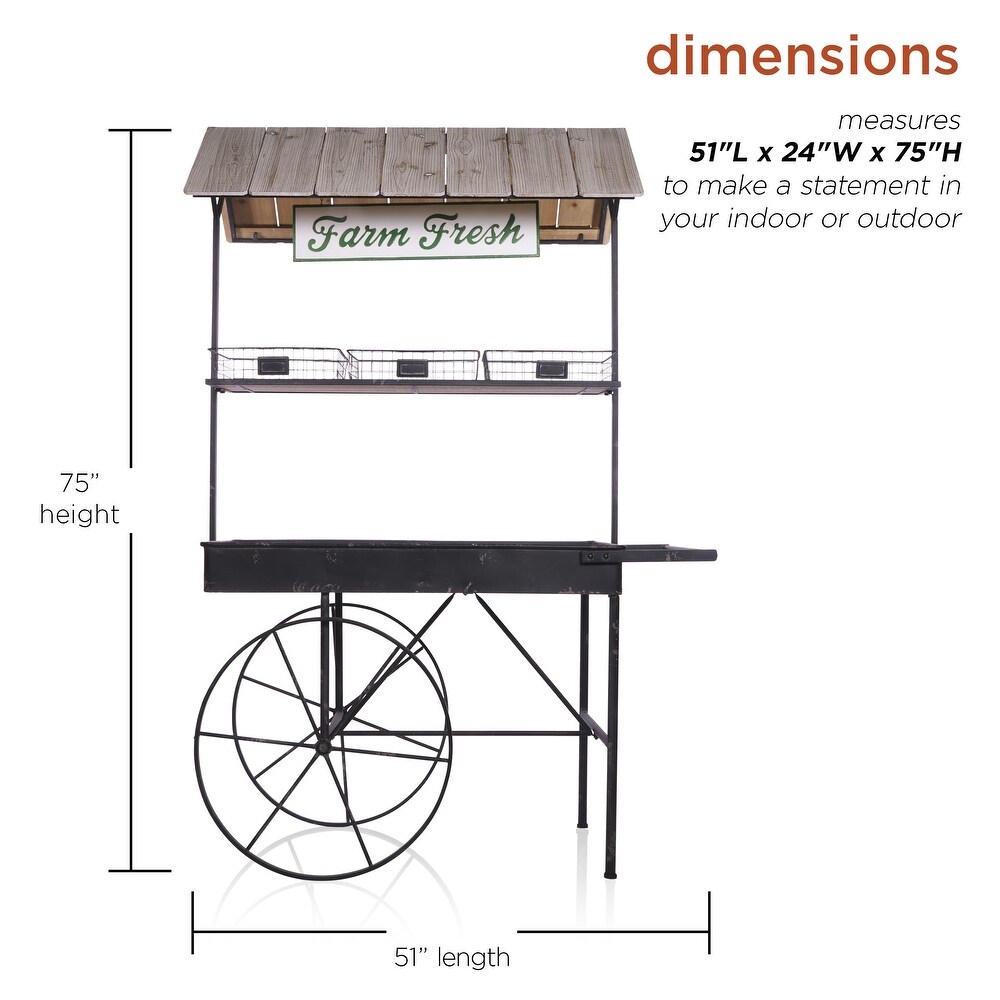Alpine Corporation Farm Fresh Indoor/Outdoor Metal and Wood Garden Cart  51\