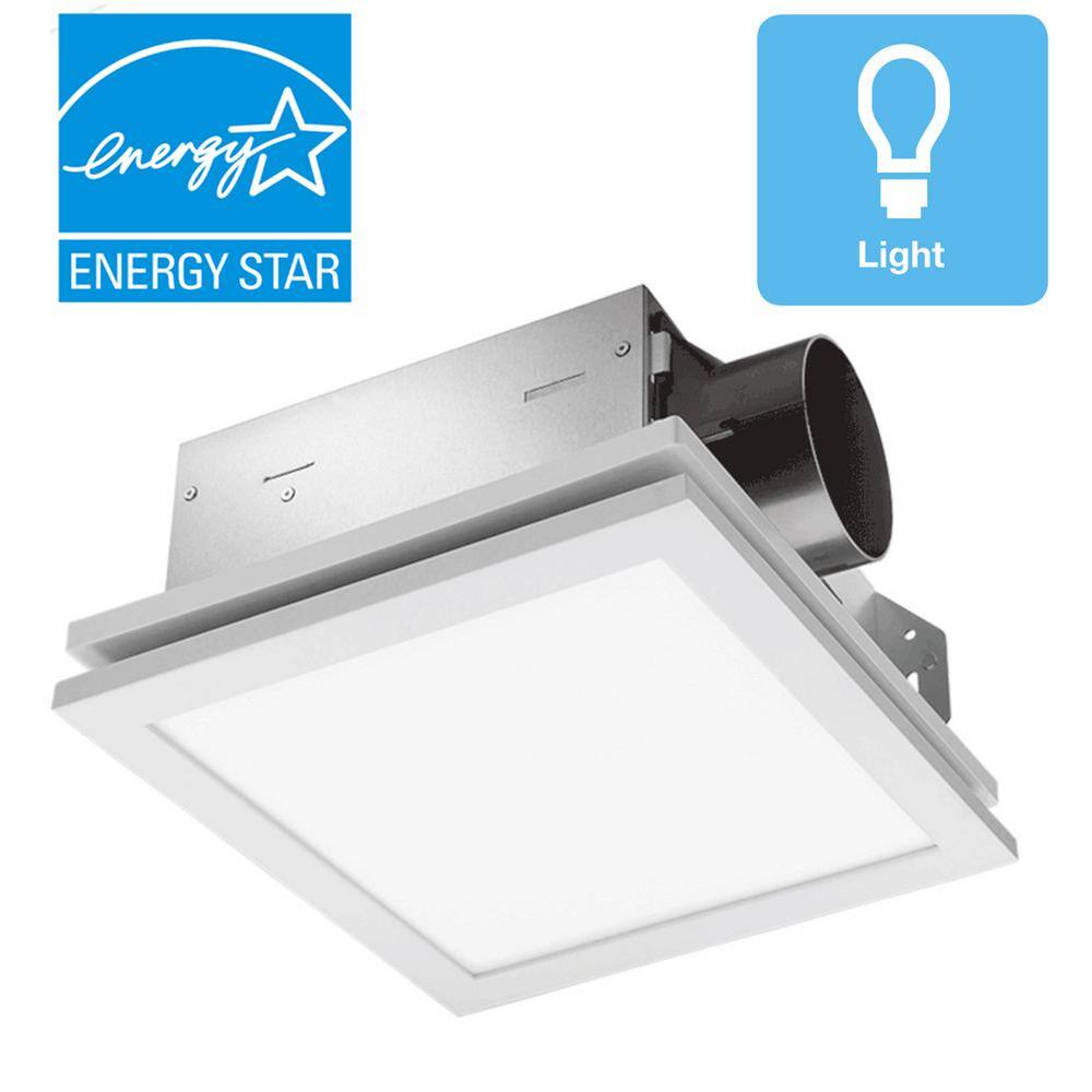 Delta Breez Slim 70 CFM Ceiling or Wall Bathroom Exhaust Fan with Edge-Lit Dimmable LED Light ENERGY STAR SLM70ELED