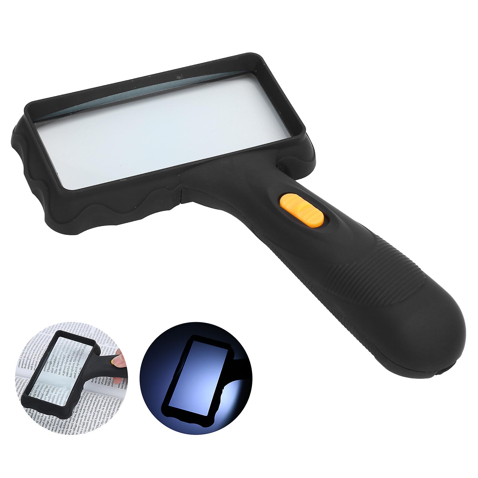 2x Magnifying Glass Handheld Rectangular Magnifier With 2 Led Lights For Reading Jewelry