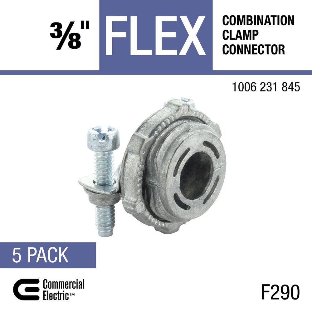 Commercial Electric 38 in. (12 in. Knockout) Flexible Metal Conduit (FMC) Clamp Connector (5-Pack) FFC1Z-38-5