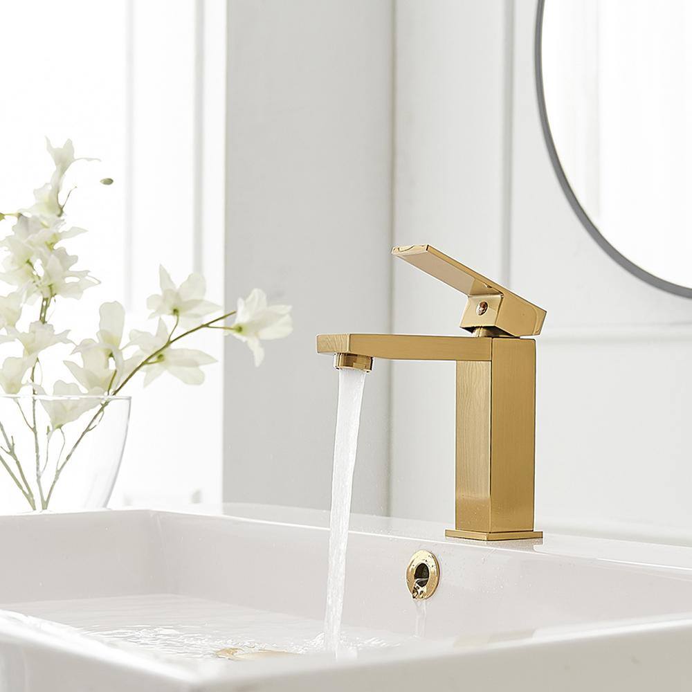 BWE Single Hole Single-Handle Bathroom Faucet in Brushed Gold A-96052-BG