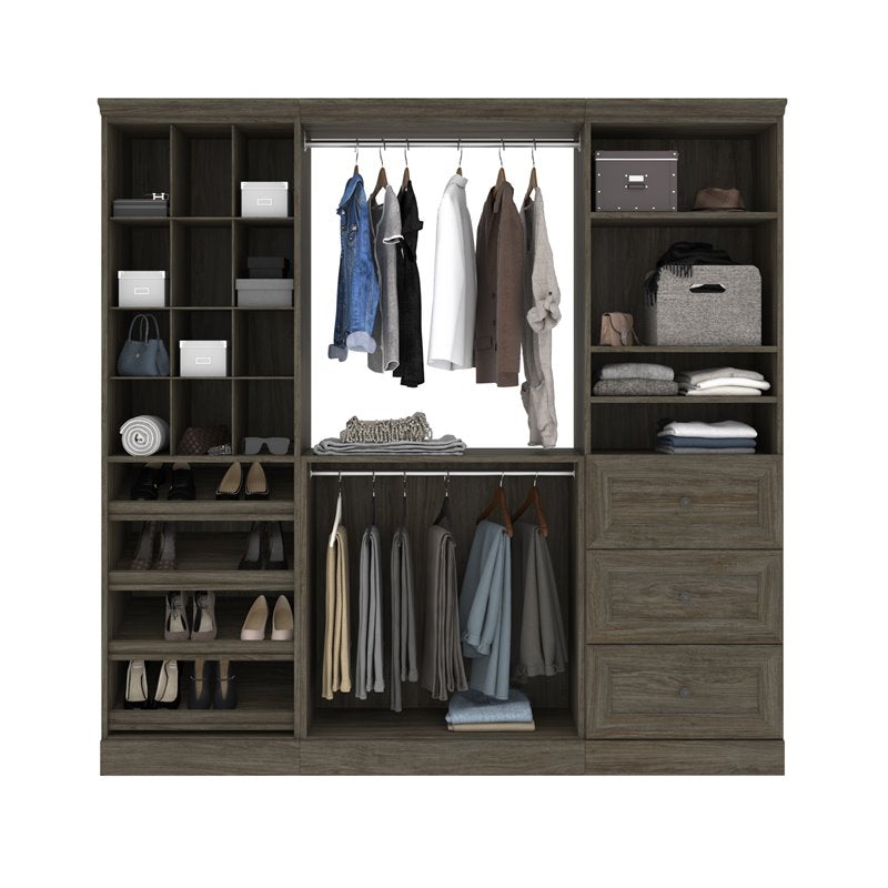 Bestar 40853-000035 86 in. Versatile Closet Organizer&#44; Walnut Gray