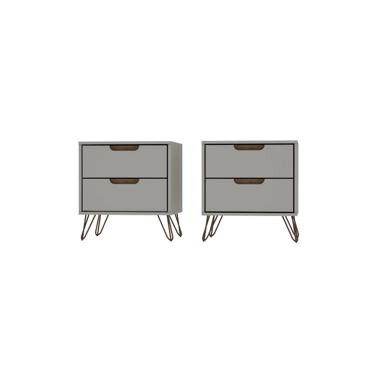 Rockefeller 2-Drawer Off White and Nature Nightstand (Set of 2)