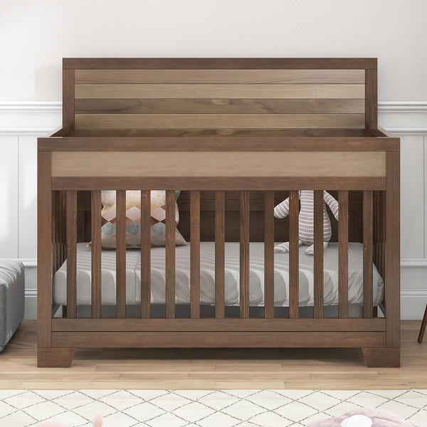 3 Pieces Nursery Sets Baby Crib and Changer Dreeser with Removable Changing Tray - - 37797197