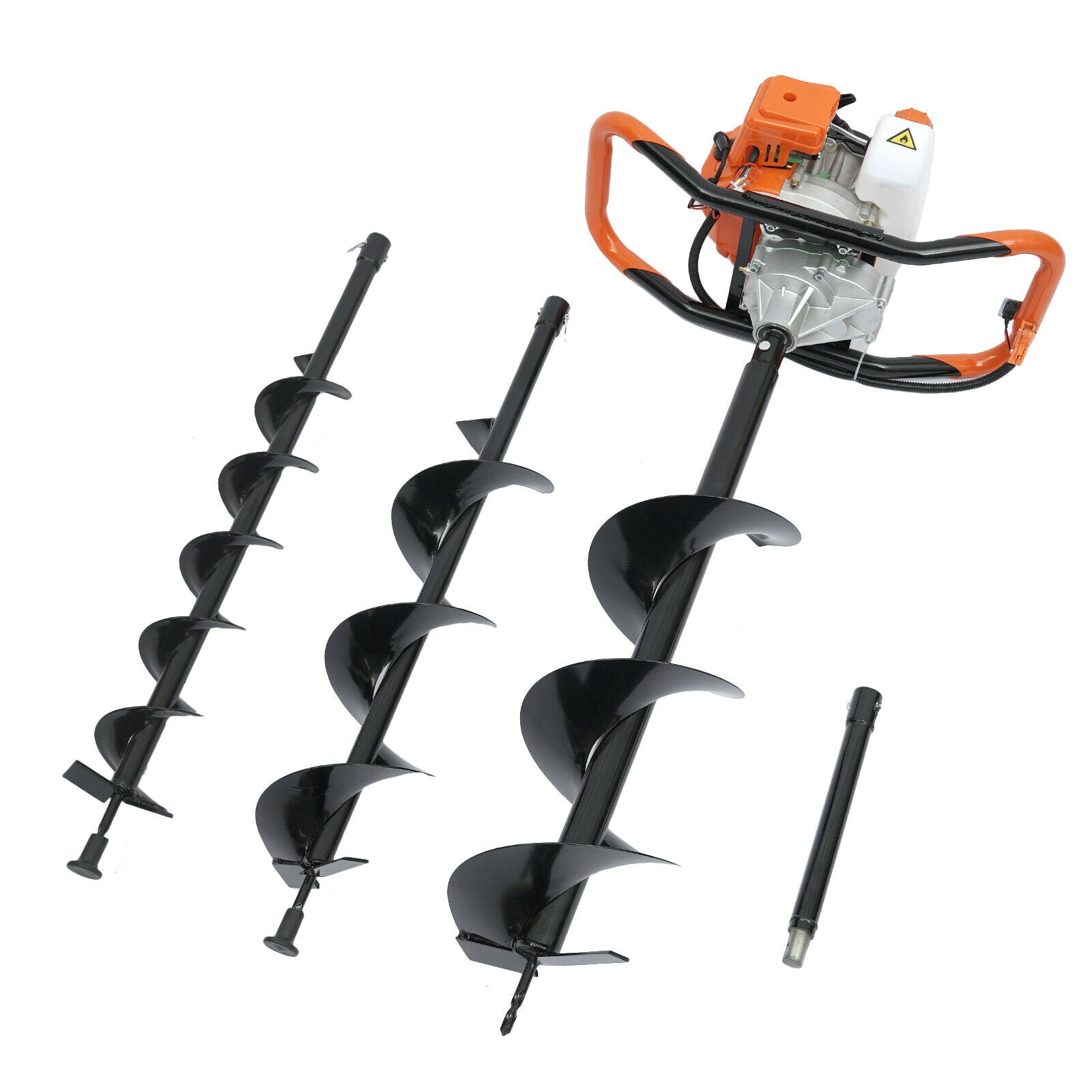 52cc Gas Powered Earth Auger Post Hole Digger Borer Fence Ground Drill 4"/ 6"/ 8" Bits Petrol Auger Set Post Auger Single Cylinder