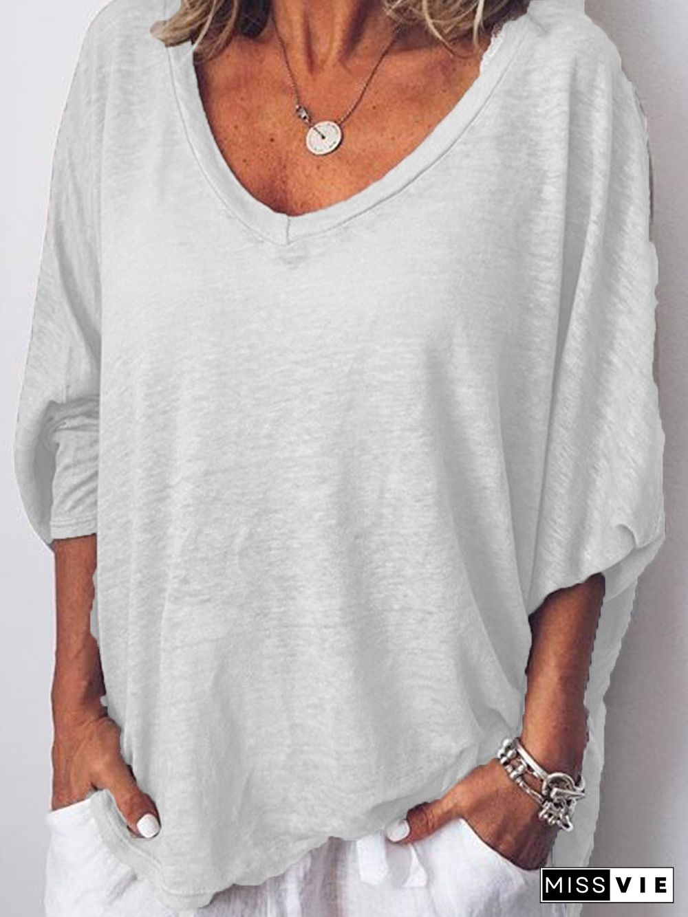 V Neck Long Sleeve T-Shirts