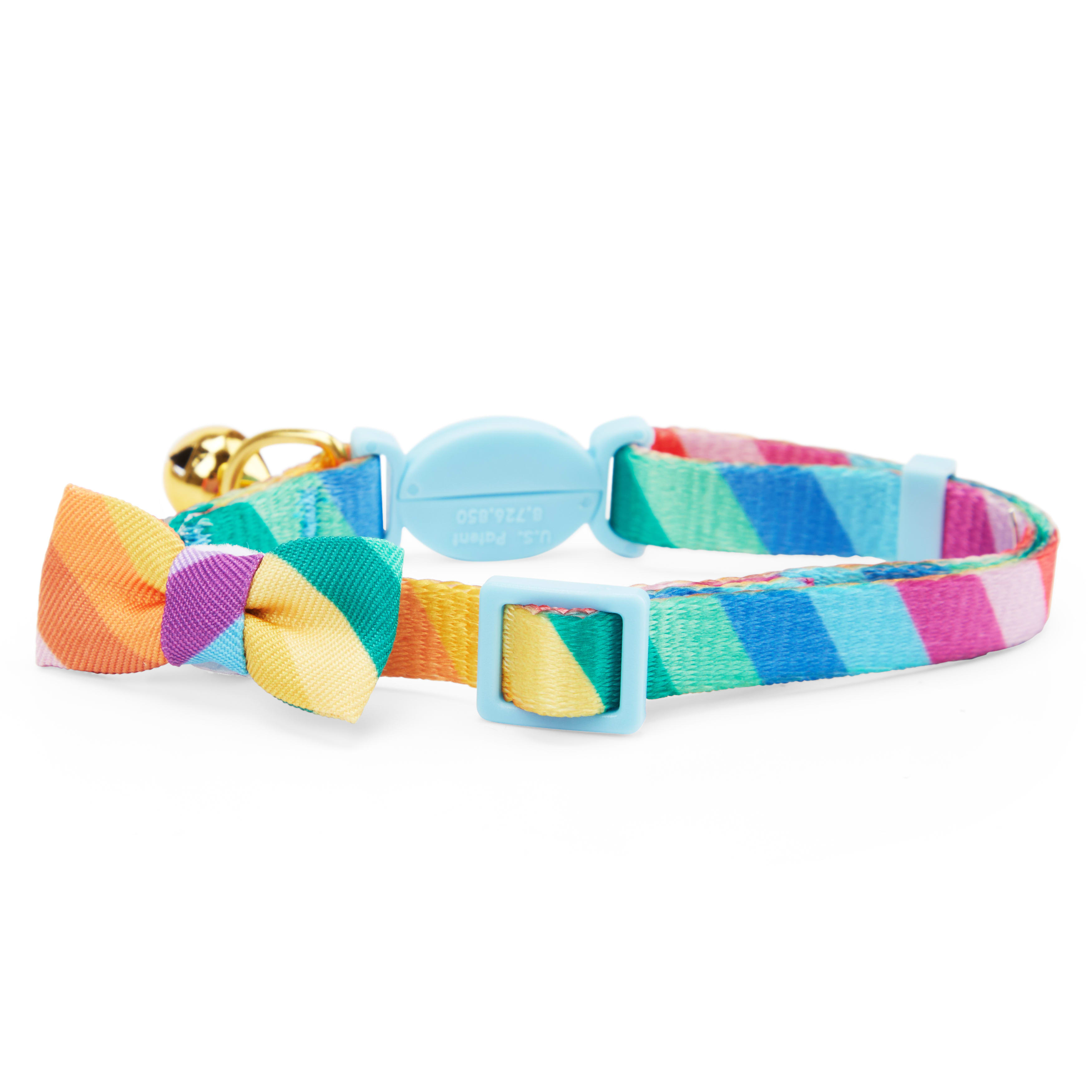 YOULY Rainbow Slant Cat Collar， Medium