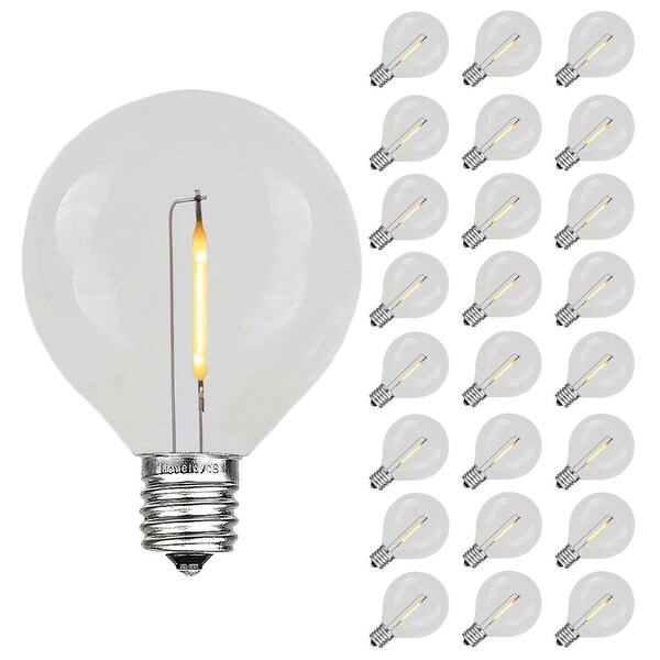 25 Pack LED G40 Plastic Filament Outdoor Globe Replacement Bulbs，Warm White