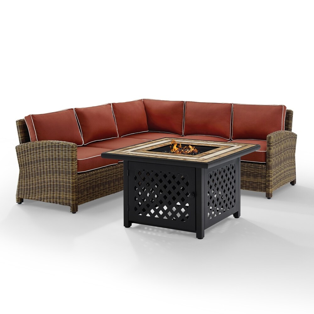 Bradenton 4 Piece Outdoor Wicker Seating Set With Sangria Cushions   85.75 \