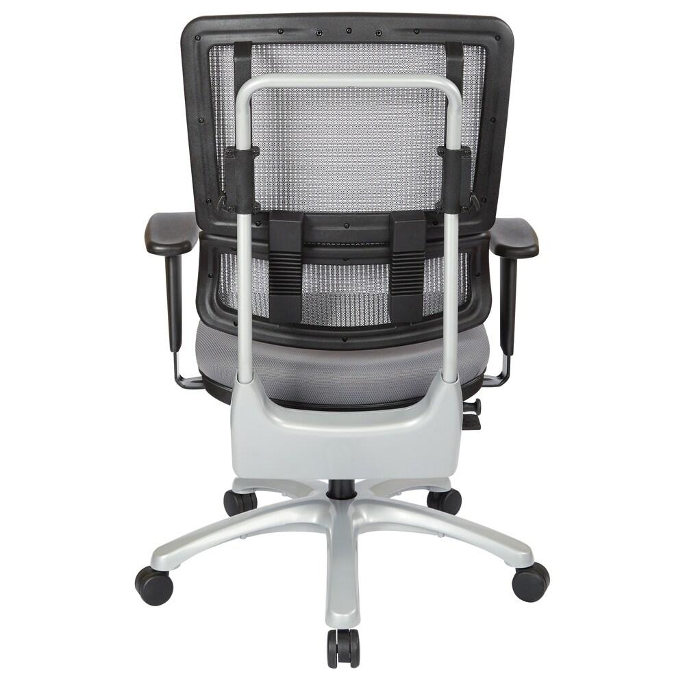 Upholstered Vertical Grey Mesh Chair with Silver Base