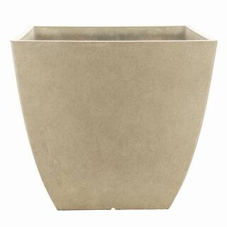 Southern Patio Newland Large 16 in. x 13.5 in. 40 Qt. High Density Resin Bone Square Outdoor Planter HDR-012184