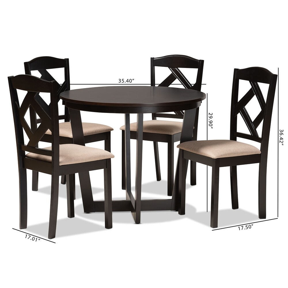 Morigan Sand Fabric and Wood Dining Set (5pc)