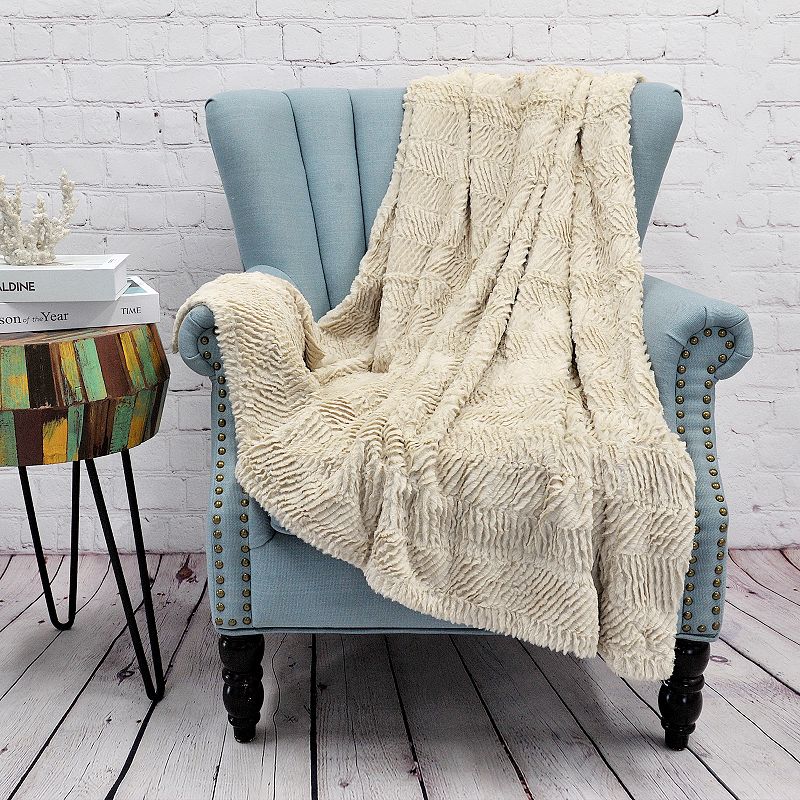 Herringbone Faux Fur Throw