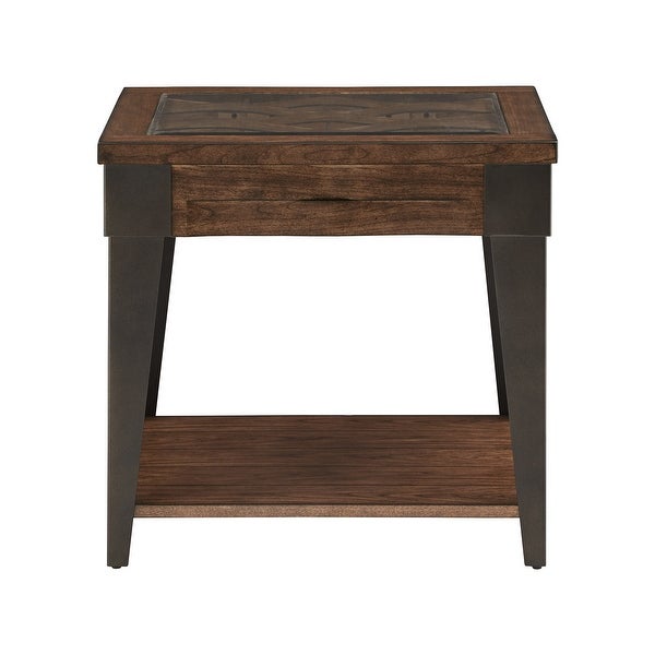 Cain Dark Brown Wood and Metal End Table by iNSPIRE Q Modern - End Table