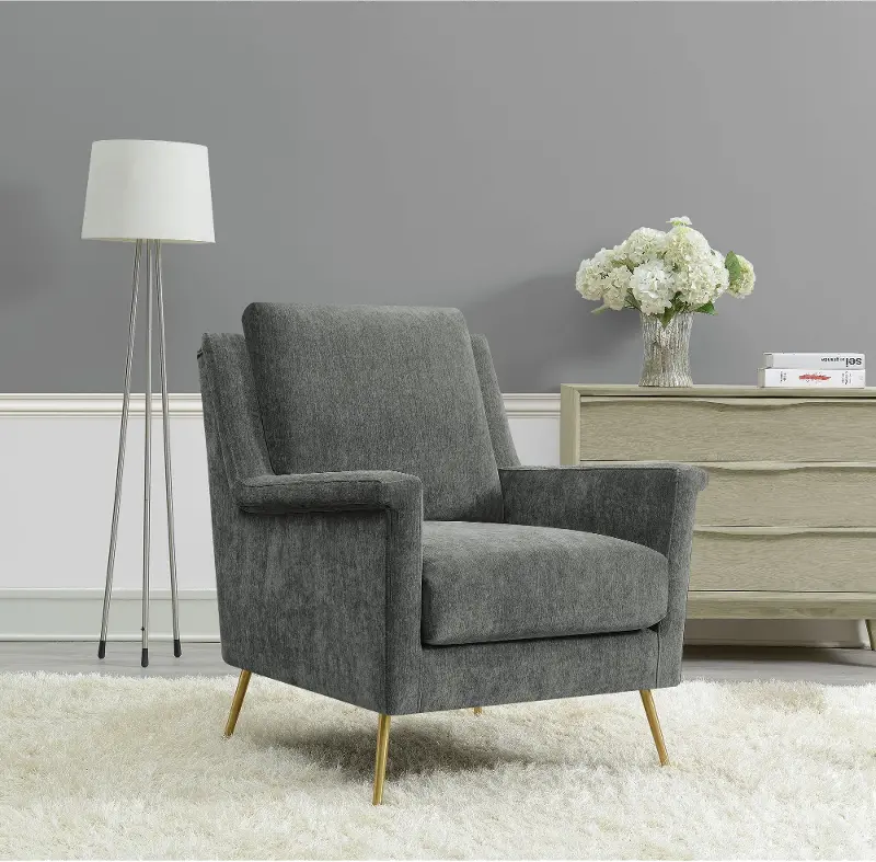 Cambridge Mid Century Modern Coal Gray Accent Chair