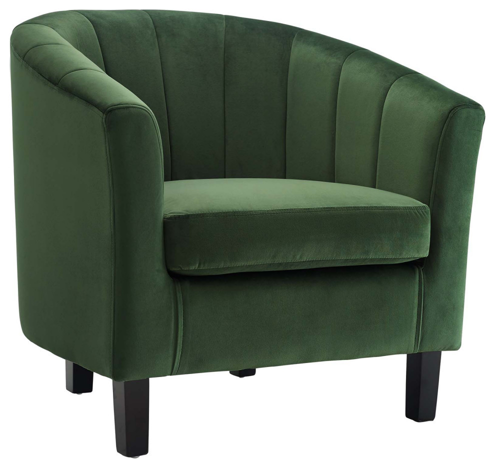 Zoey Emerald Channel Tufted Performance Velvet Armchair   Contemporary   Armchairs And Accent Chairs   by V.S.D Furniture  Houzz