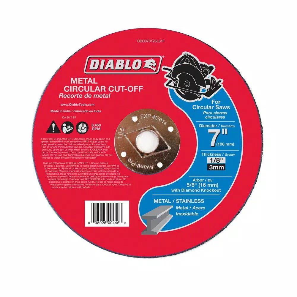 DIABLO 7 in. x 1/8 in. x 5/8 in. Metal Cut-Off Disc and#8211; XDC Depot