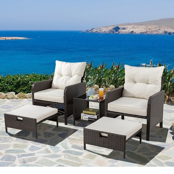 Futzca 5pc. Brown Wicker Small Patio Furniture Set