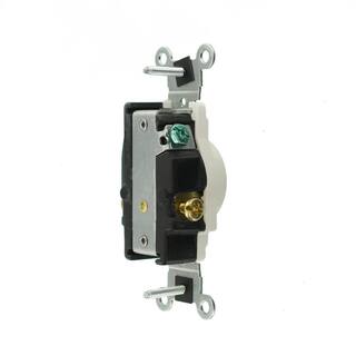 Leviton 20 Amp Commercial Grade Double-Pole Single Outlet White R52-05821-0WS