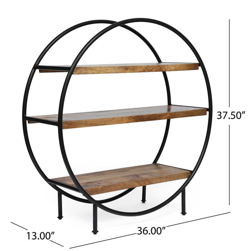 Dundas Indoor Mango Wood Handcrafted Circular Shelf by Christopher Knight Home