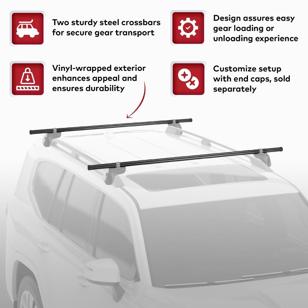 Yakima Roundbar Small 48 Inch Durable Steel Round Roof Rack System Crossbars Compatible With Streamline Towers System Black Set Of 2