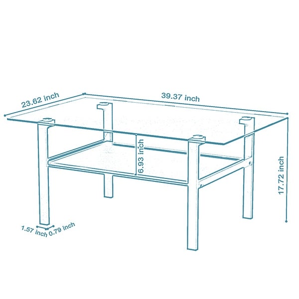 Transparent glass Rectangle coffee table