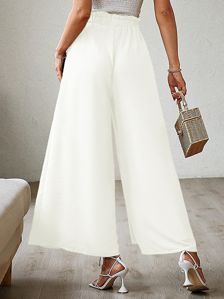 Summer Bow Loose High Waist Pleated Wide Leg Pants With Belte