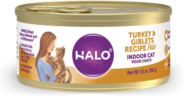 Halo Turkey and Giblets Recipe Pate Grain-Free Indoor Cat Canned Cat Food