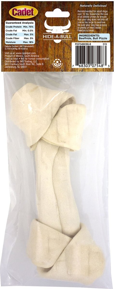 Cadet Hide-a-Bull Rawhide and Bull Stick Dog Bone， 6-7 in， Medium