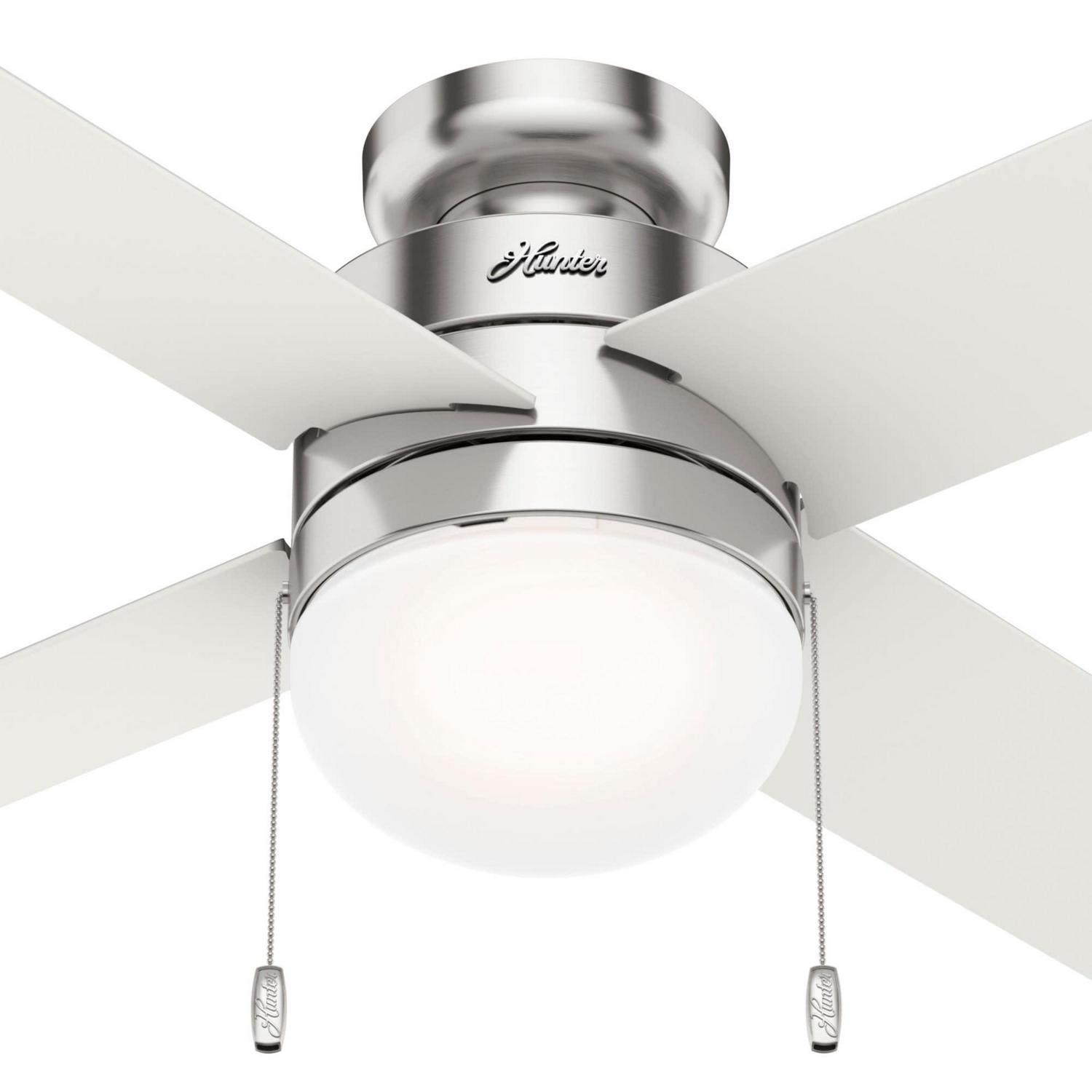 44in Timpani Ceiling Fan in Fresh White with LED Light Kit