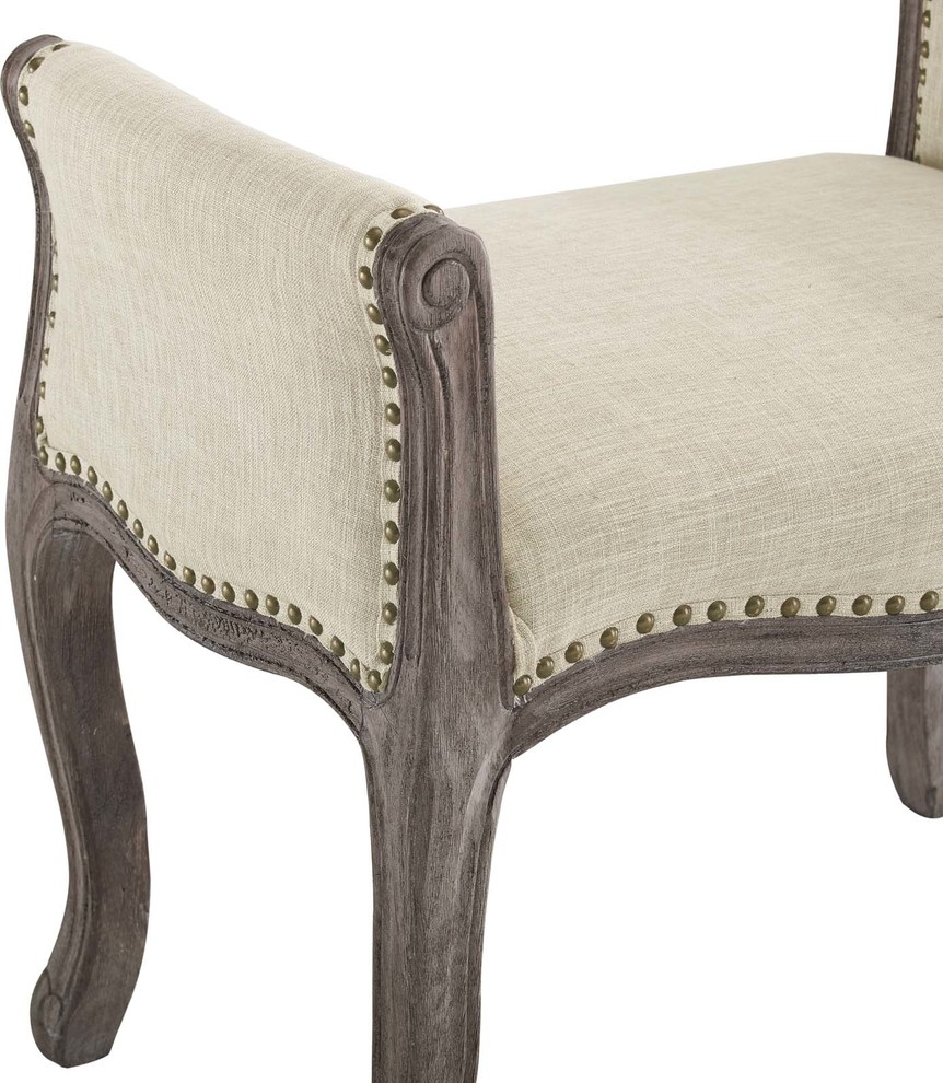 Avail Vintage French Upholstered Fabric Bench  Beige   French Country   Upholstered Benches   by Homesquare  Houzz