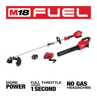 MW M18 FUEL 18-Volt Lithium-Ion Brushless Cordless Electric String TrimmerBlower Combo Kit wChainsaw Edger (4-Tool) 3000-21-49-16-2718-2727-20