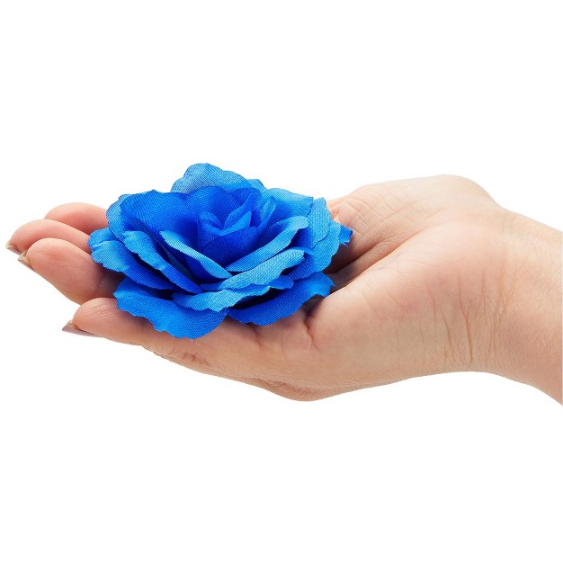 Bright Creations 50 Pack Royal Blue Roses Artificial Flowers Bulk 3 Inch Stemless Fake Silk Roses For Decorations Wedding