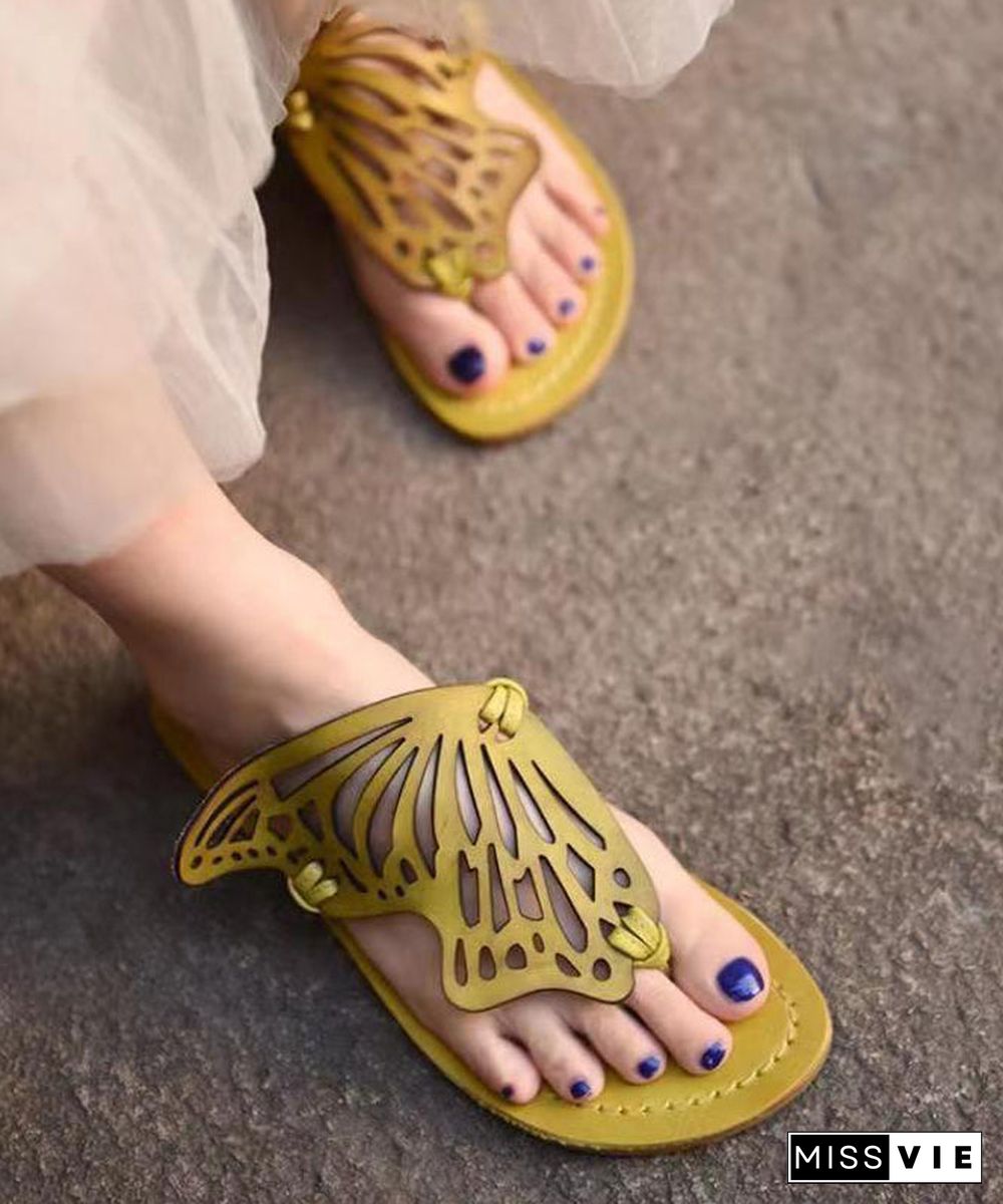 New French Flip Flops With Flat Bottoms Hollowed Out Butterfly Slippers