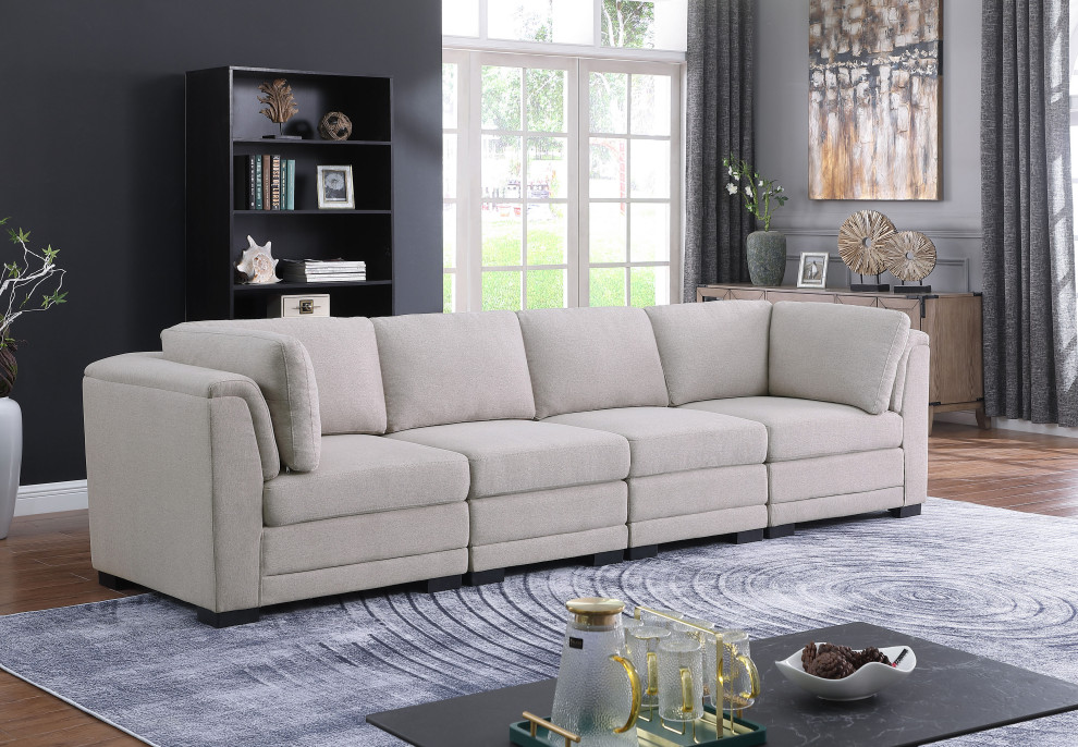 Kristin Light Gray Linen 4 Seater Modular Sofa   Contemporary   Sofas   by PARMA HOME  Houzz