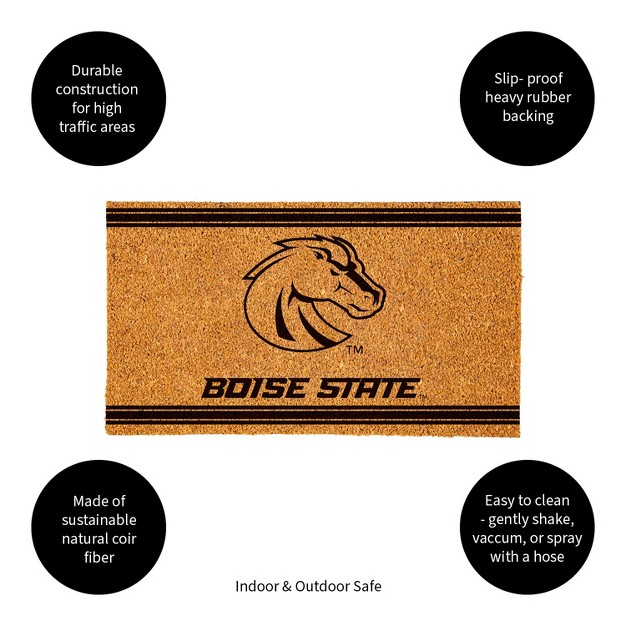 Evergreen Boise State University Logo Turf Mat Brown 28 X 16 Inches Indoor Outdoor Doormat