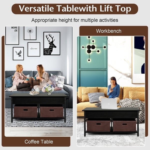 Gymax Lift Top Coffee Table Multifunctional Pop-up Central Table with