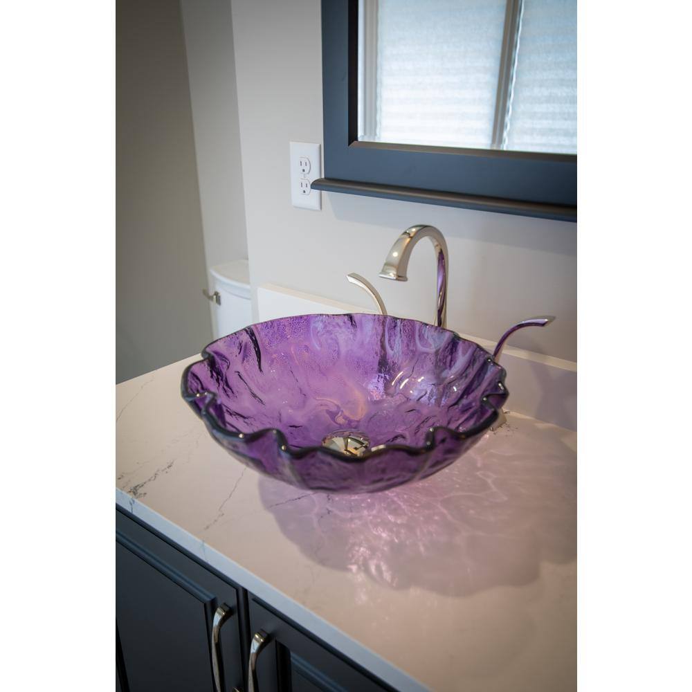 Eden Bath Wave Purple Glass Round Vessel Sink EB_GS20