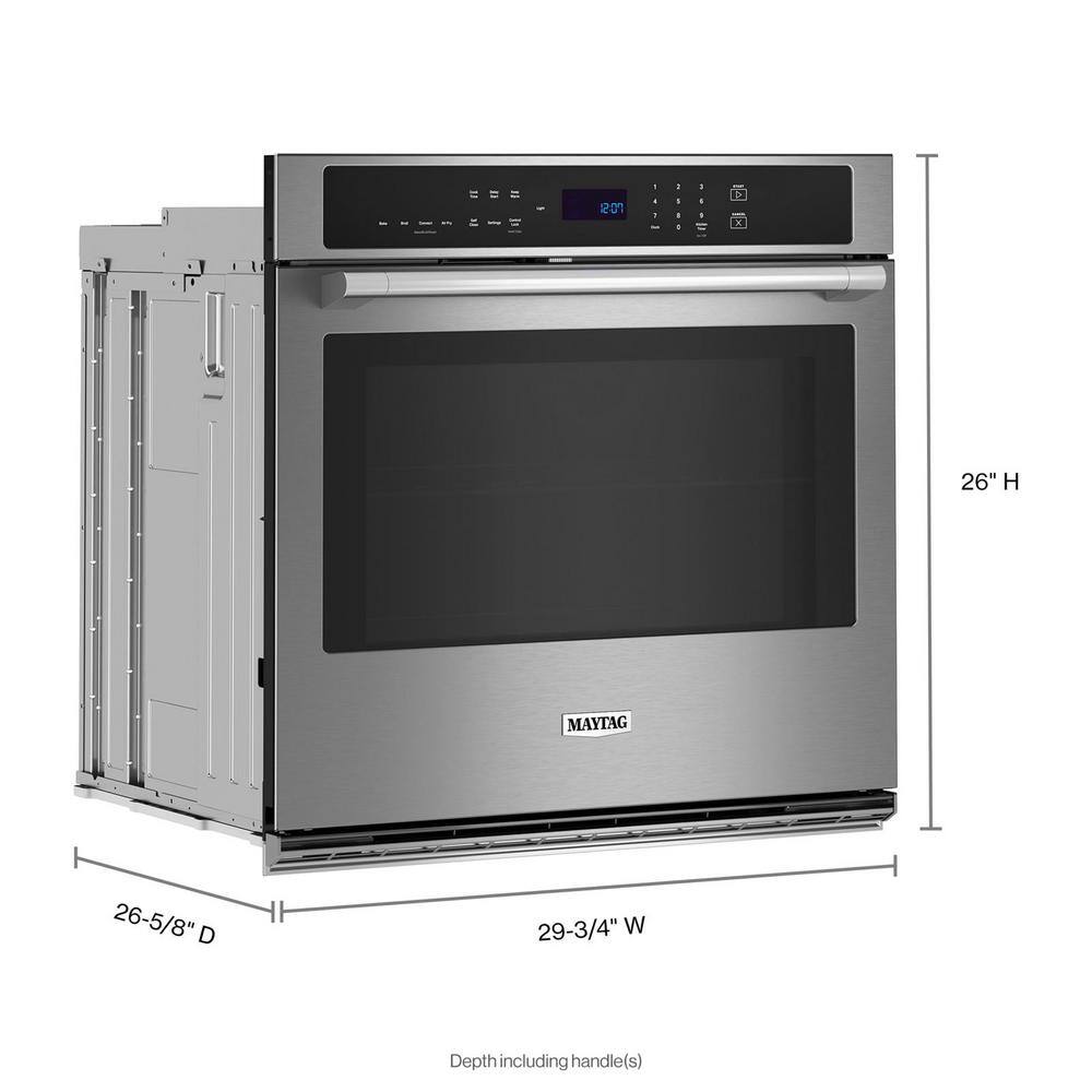 Maytag 30 in. Single Electric Wall Oven with Convection Self-Cleaning in Fingerprint Resistant Stainless Steel MOES6030LZ